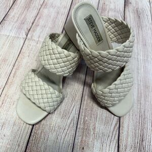 Steve Madden Cream Quilted Slide Sandals